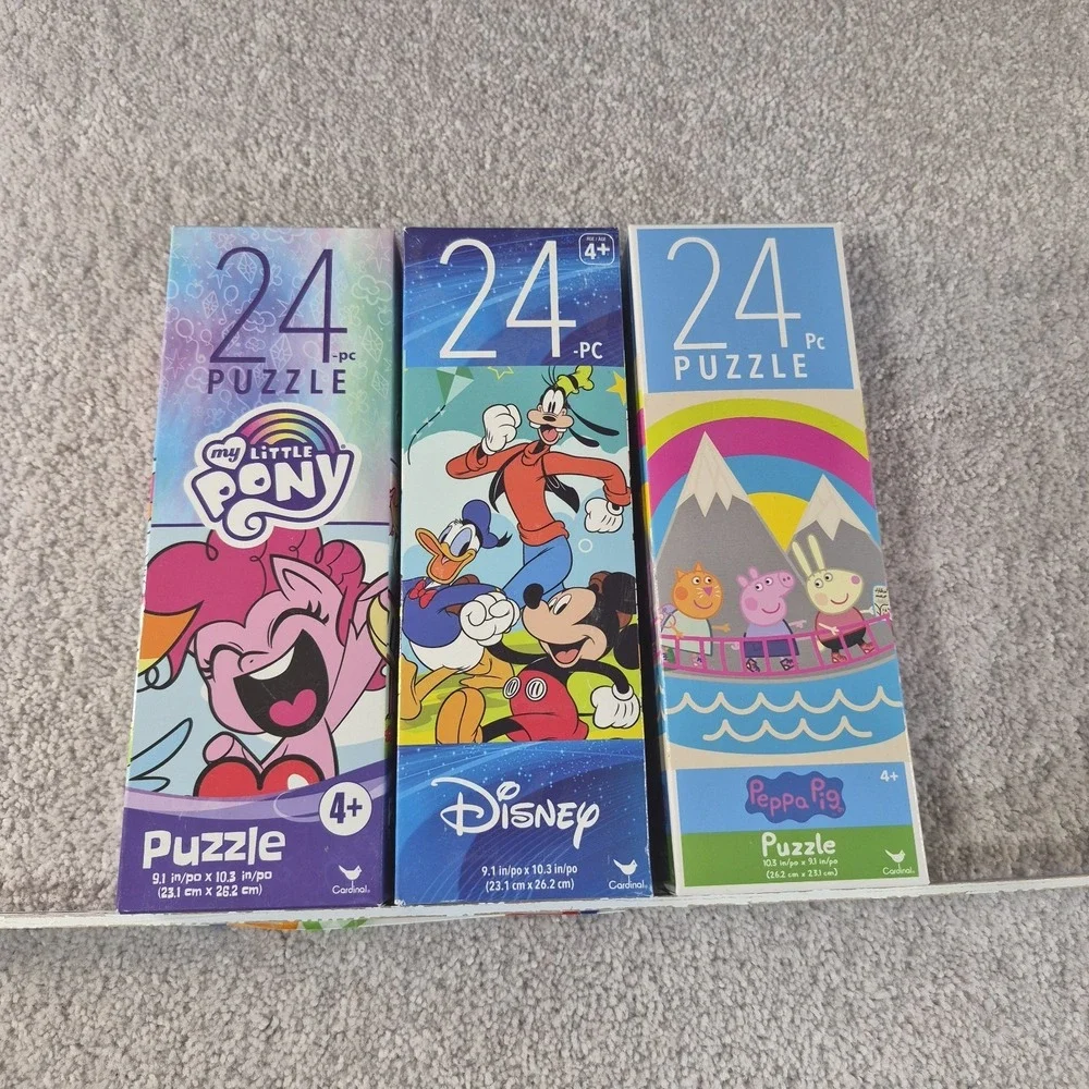 Lot of 3 My Little Pony, Peppa pig, Mickey Mouse kids puzzles 24pc Size 9.1x10.3